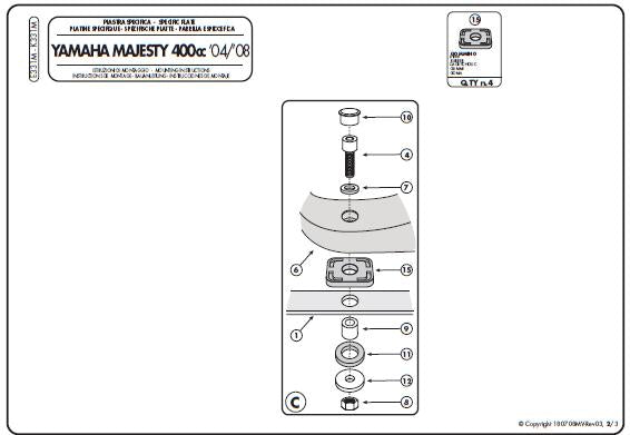 KAPPA STELAŻ KUFRA CENTRALNEGO YAMAHA MAJESTY 400 (04-14) ( Z PŁYTĄ MONOLOCK ) – zdjęcie 2
