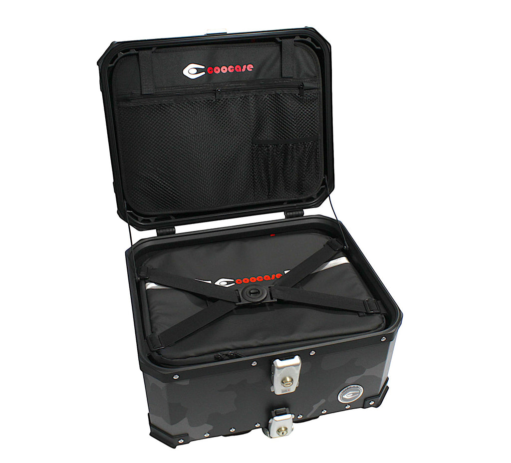 KUFER CENTRALNY ALUMINIOWY COOCASE 55L SZARY CAMO Z TORBĄ WEWNĘTRZNĄ – zdjęcie 3