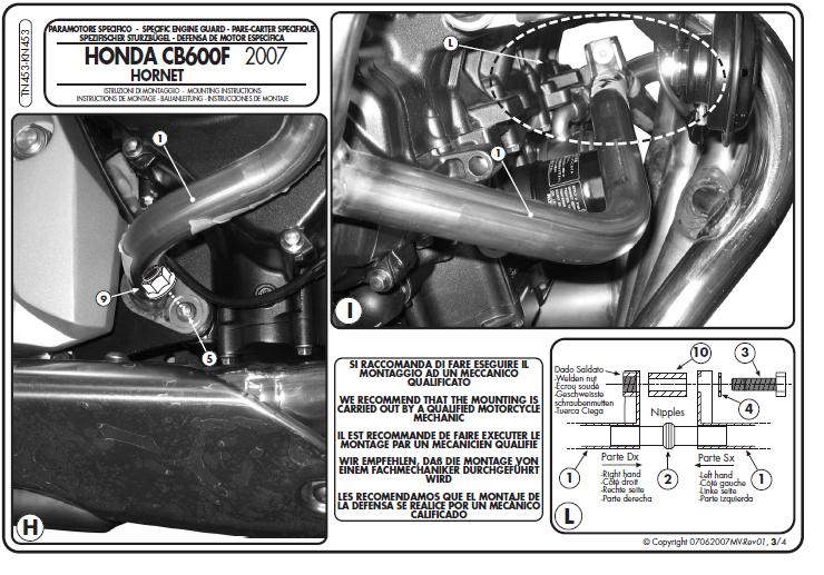 KAPPA GMOLE OSŁONY SILNIKA HONDA CB 600 HORNET (07-13) CZARNE – zdjęcie 4