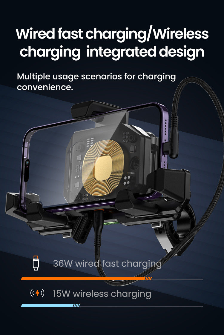 LOBOO Uchwyt na telefon PH06 (z modułem ładowania, 13mm), magnetyczny system antywstrząsowy