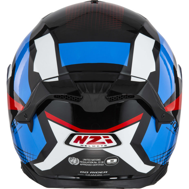 KASK MOTOCYKLOWY NZI GO RIDER STREAM DUO QUADRI BLACK RED BLUE XS