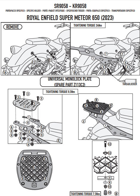 KAPPA STELAŻ KUFRA CENTRALNEGO ROYAL ENFIELD SUPER METEOR 650 '23-'25 ( BEZ PŁYTY ) – zdjęcie 2