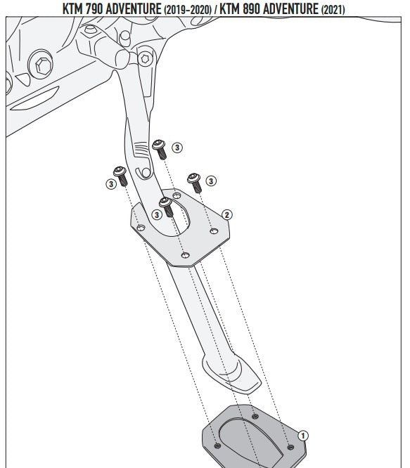 KAPPA POSZERZENIE STOPKI BOCZNEJ KTM 790 ADVENTURE / R '19-'20 '23-'25, 890 ADVENTURE '21-'25 890 SMT '23-'25 HUSQVARNA NORDEN 901 '22-'25 - ZASTĘPUJE ES7710K – zdjęcie 2