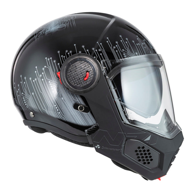 KASK MOTOCYKLOWY NZI MINIMOD DUO META BLACK SILVER XS