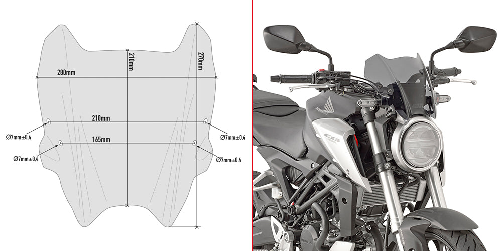 GIVI SZYBA DYMIONA 21 x 28 cm (H x W) - HONDA CB 125 R / CB 300 R (18 - 19)