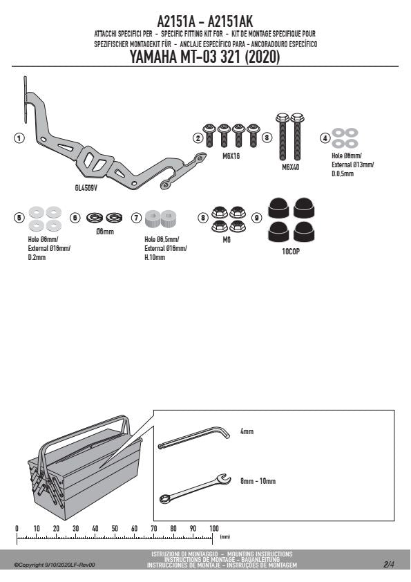 KAPPA MOCOWANIE SZYBY 4128SK YAMAHA MT-03 321 '20-'25 – zdjęcie 3