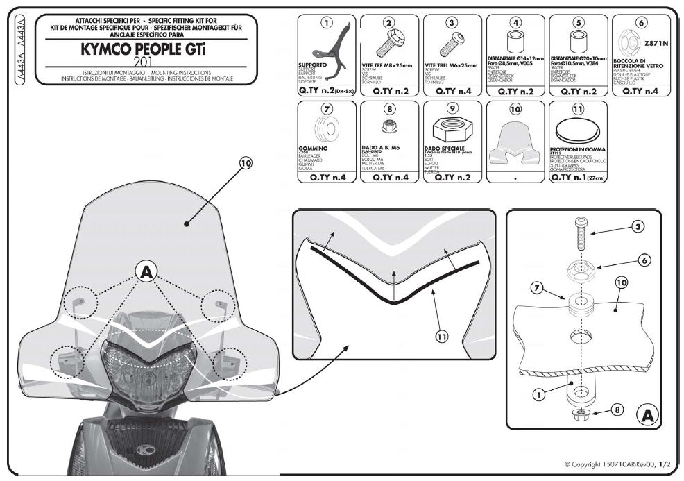 GIVI MOCOWANIE SZYBY DO KYMCO PEOPLE GT