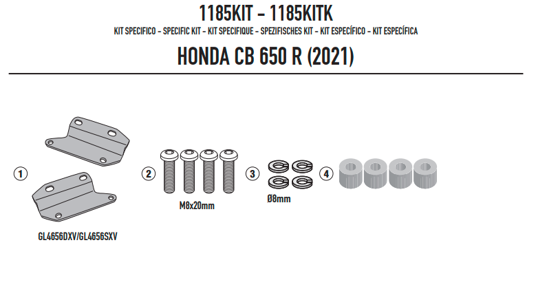 KAPPA ADAPTER DO ZAMONTOWANIA STELAŻA POD TORBY (SAKWY) BOCZNE TE1185K BEZ STELAŻA CENTRALNEGO KZ1185 HONDA CB 650R '21-'23 – zdjęcie 5