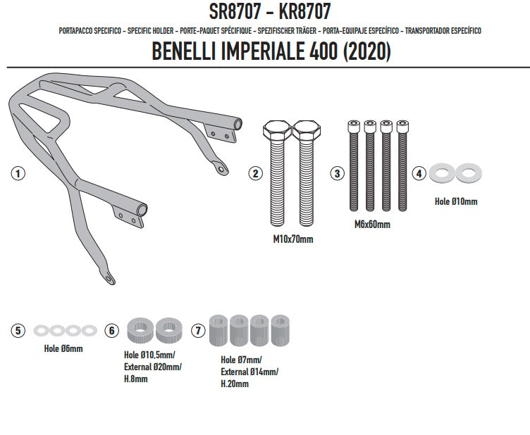 GIVI STELAŻ KUFRA CENTRALNEGO MONOLOCK (BEZ PŁYTY) - BENELLI mperiale 400 (20 > 22)