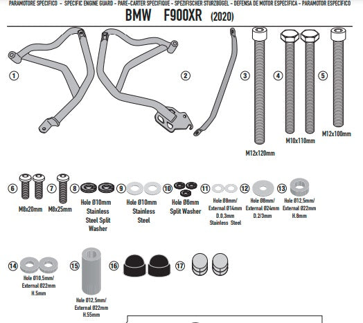 KAPPA GMOLE OSŁONY SILNIKA BMW F 900XR (20-25) CZARNE – zdjęcie 2