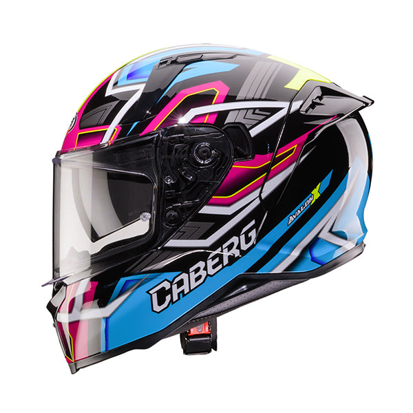 CABERG PROMOCJA KASK INTEGRALNY Z BLENDĄ MODEL AVALON X BRAMA KOLOR CZARNY/NIEBIESKI/ŻÓŁTY FLUO/FUKSJA (INTENSYWNY ODCIEŃ RÓŻOWEGO)