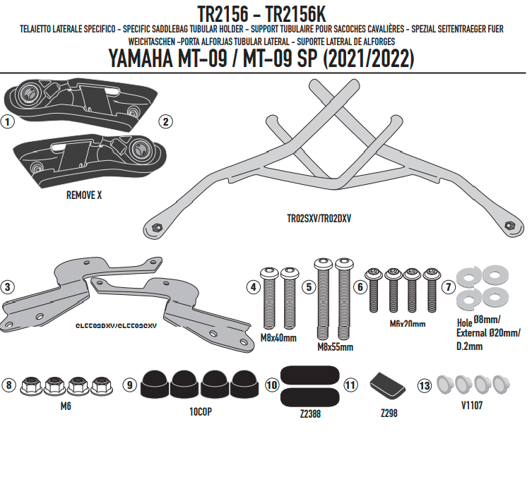 GIVI (WYCOFANY) STELAŻ SAKW BOCZNYCH SERII REMOVE-X - YAMAHA MT-09 / MT-09 SP (21 > 22)