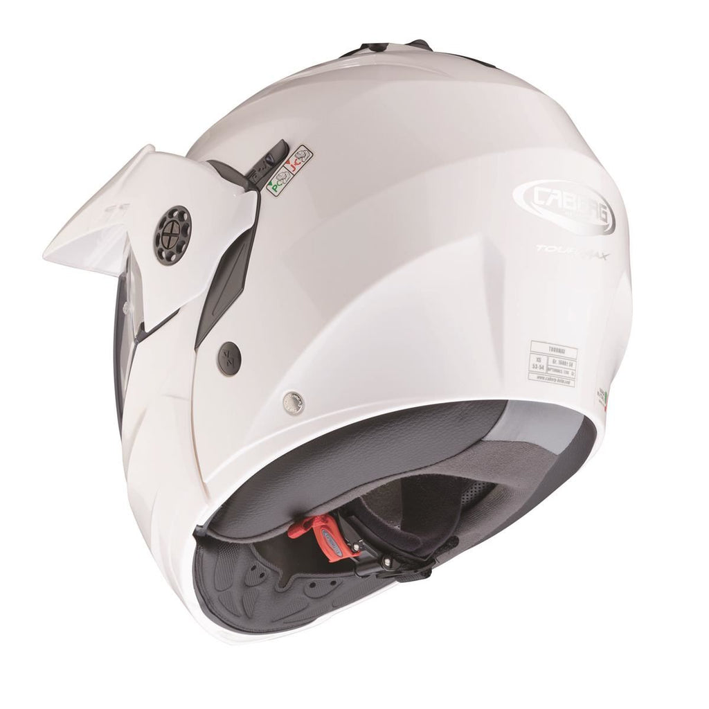 CABERG WYPRZEDAŻ KASK SZCZĘKOWY FLIP-UP ENDURO MODEL TOURMAX (PINLOCK) KOLOR BIAŁY METALIK (5/5 GWIAZDEK W TESTACH SHAR (PINLOCK W ZESTAWIE) – zdjęcie 4