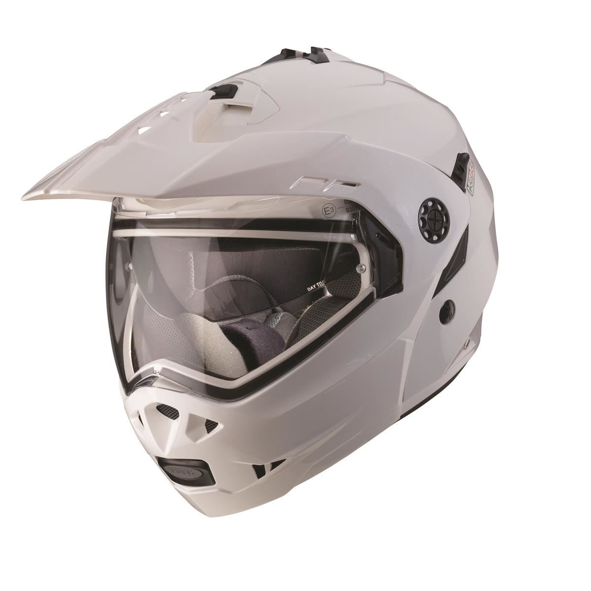 CABERG WYPRZEDAŻ KASK SZCZĘKOWY FLIP-UP ENDURO MODEL TOURMAX (PINLOCK) KOLOR BIAŁY METALIK (5/5 GWIAZDEK W TESTACH SHAR (PINLOCK W ZESTAWIE)