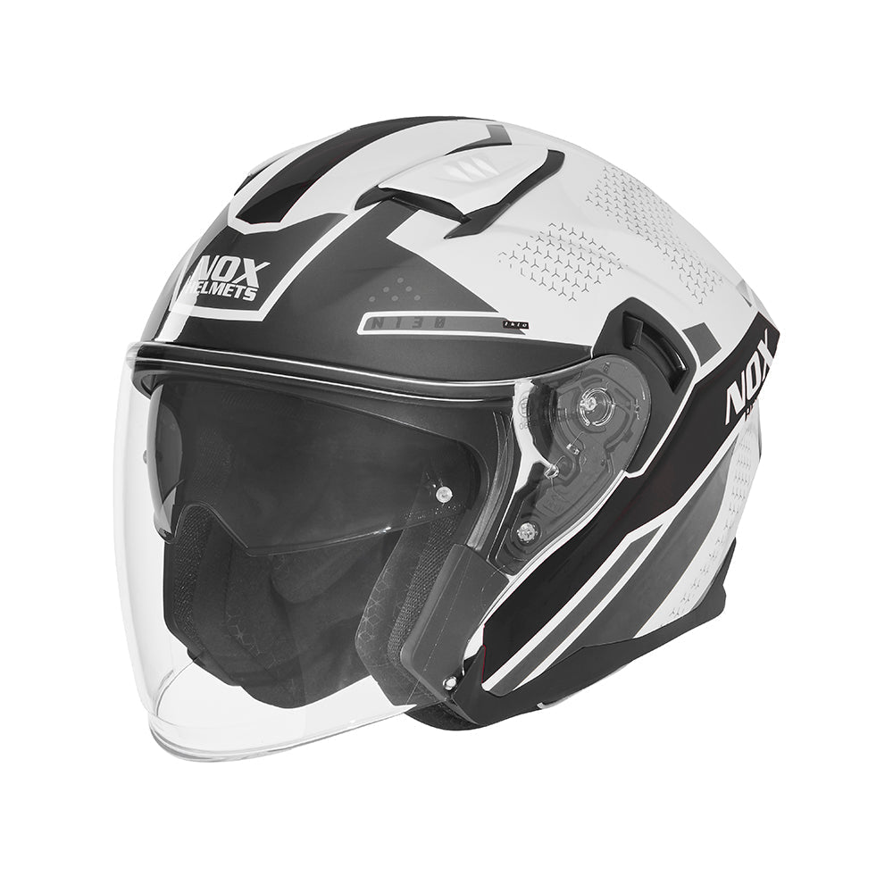NOX WYPRZEDAŻ WYPRZEDAZ KASK OTWARTY JET Z BLENDĄ N130 EKTO KOLOR CZARNY/BIAŁY