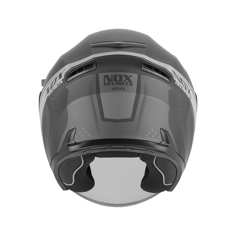 NOX WYPRZEDAZ KASK OTWARTY JET Z BLENDĄ N130 EKTO KOLOR SREBRNY/CZARNY MAT – zdjęcie 3