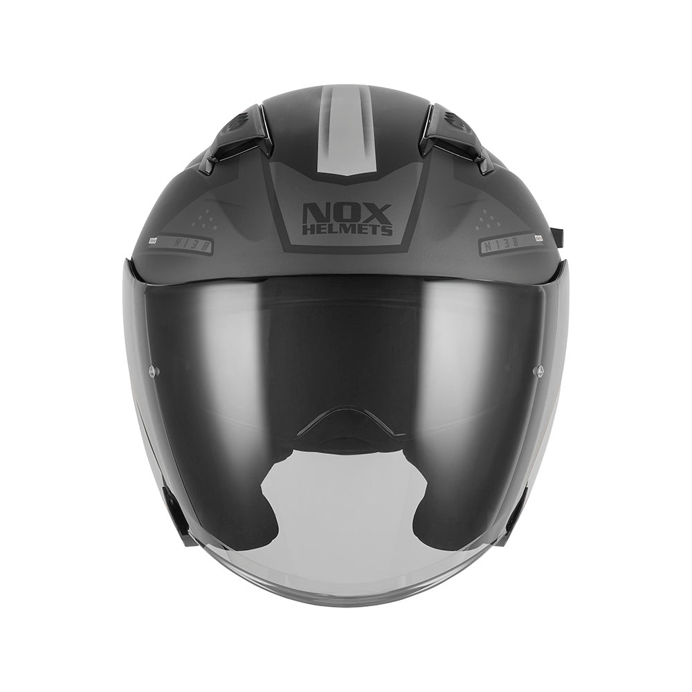 NOX WYPRZEDAZ KASK OTWARTY JET Z BLENDĄ N130 EKTO KOLOR SREBRNY/CZARNY MAT – zdjęcie 2