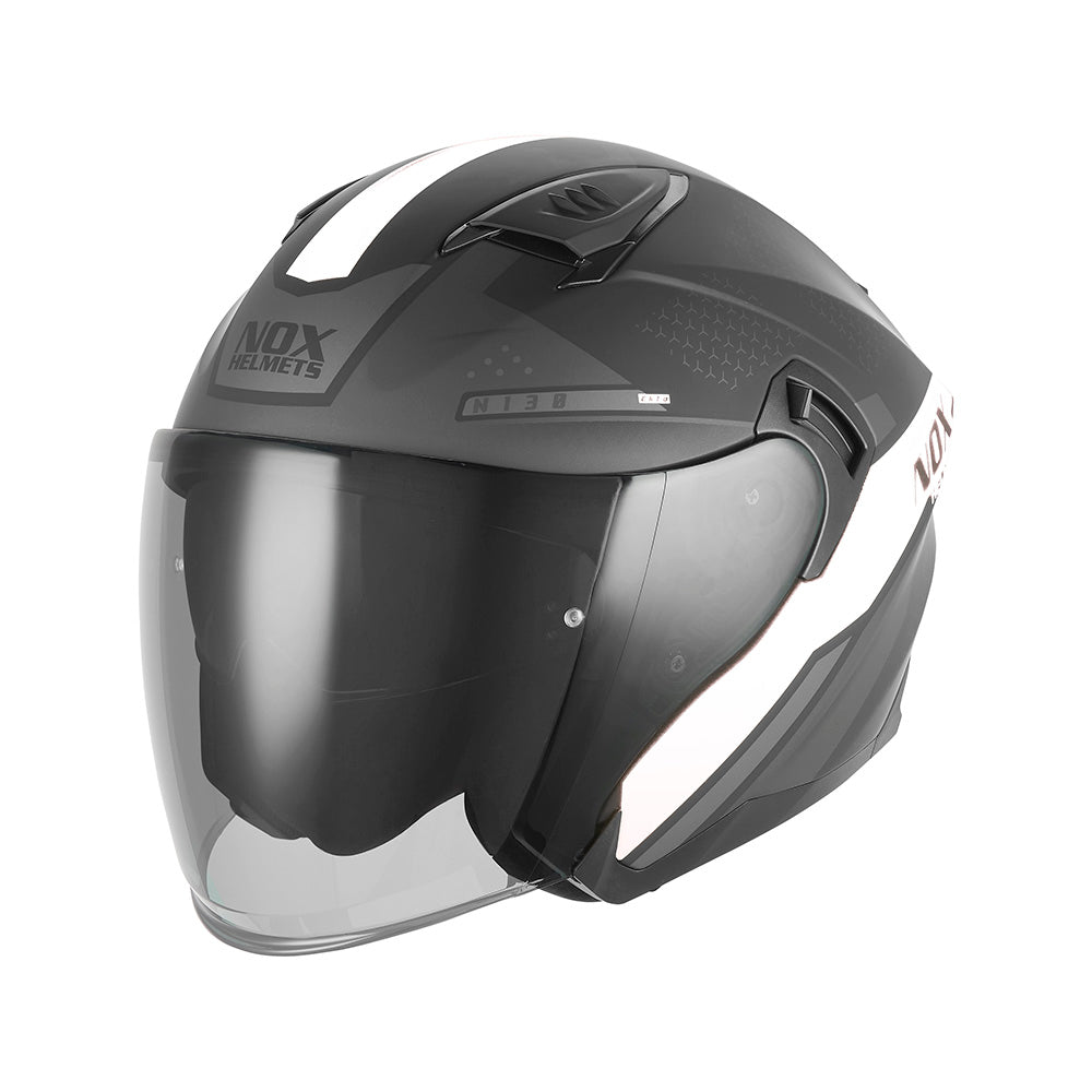 NOX WYPRZEDAŻ WYPRZEDAZ KASK OTWARTY JET Z BLENDĄ N130 EKTO KOLOR BIAŁY/CZARNY MAT