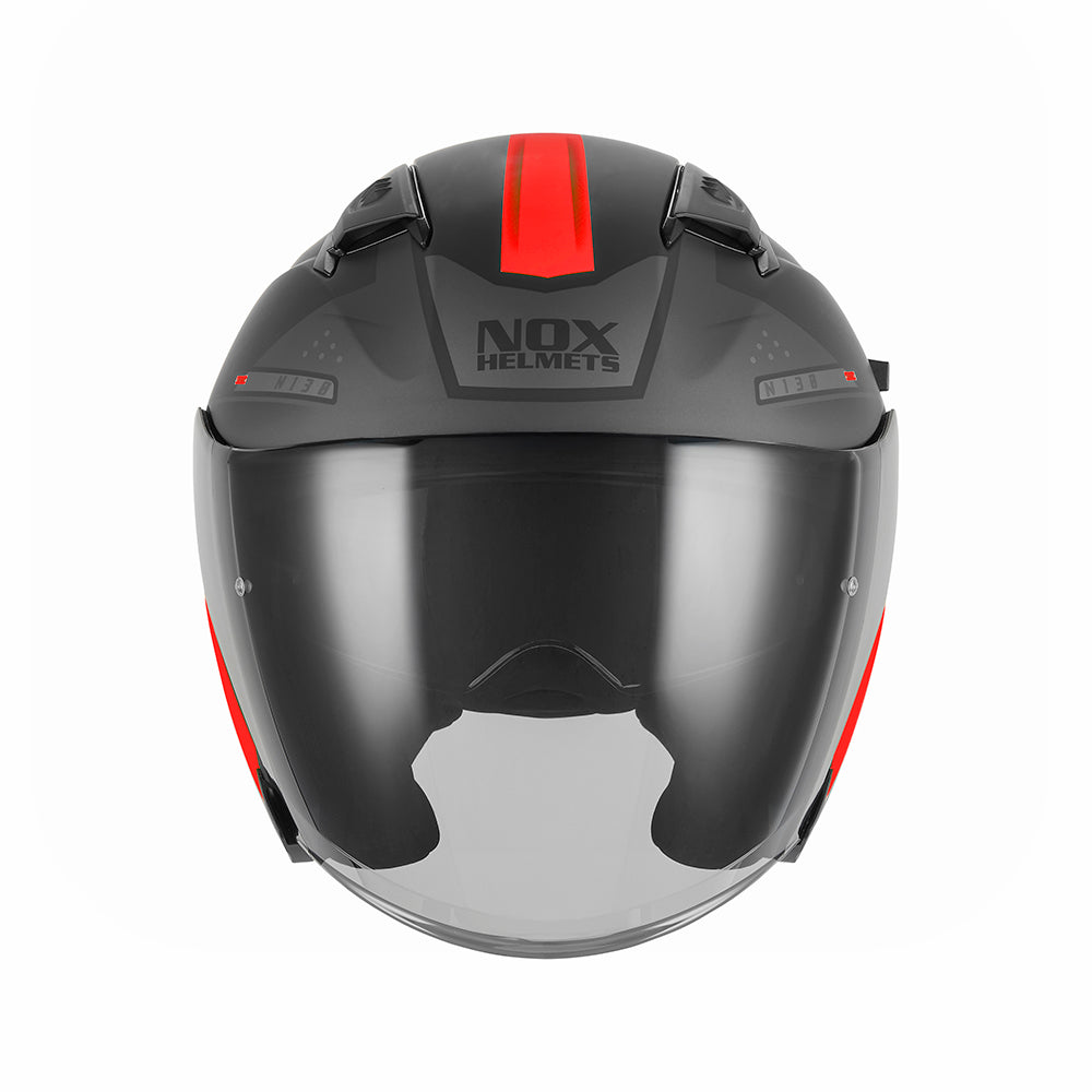 NOX WYPRZEDAŻ WYPRZEDAZ KASK OTWARTY JET Z BLENDĄ N130 EKTO KOLOR CZERWONY/CZARNY MAT – zdjęcie 2