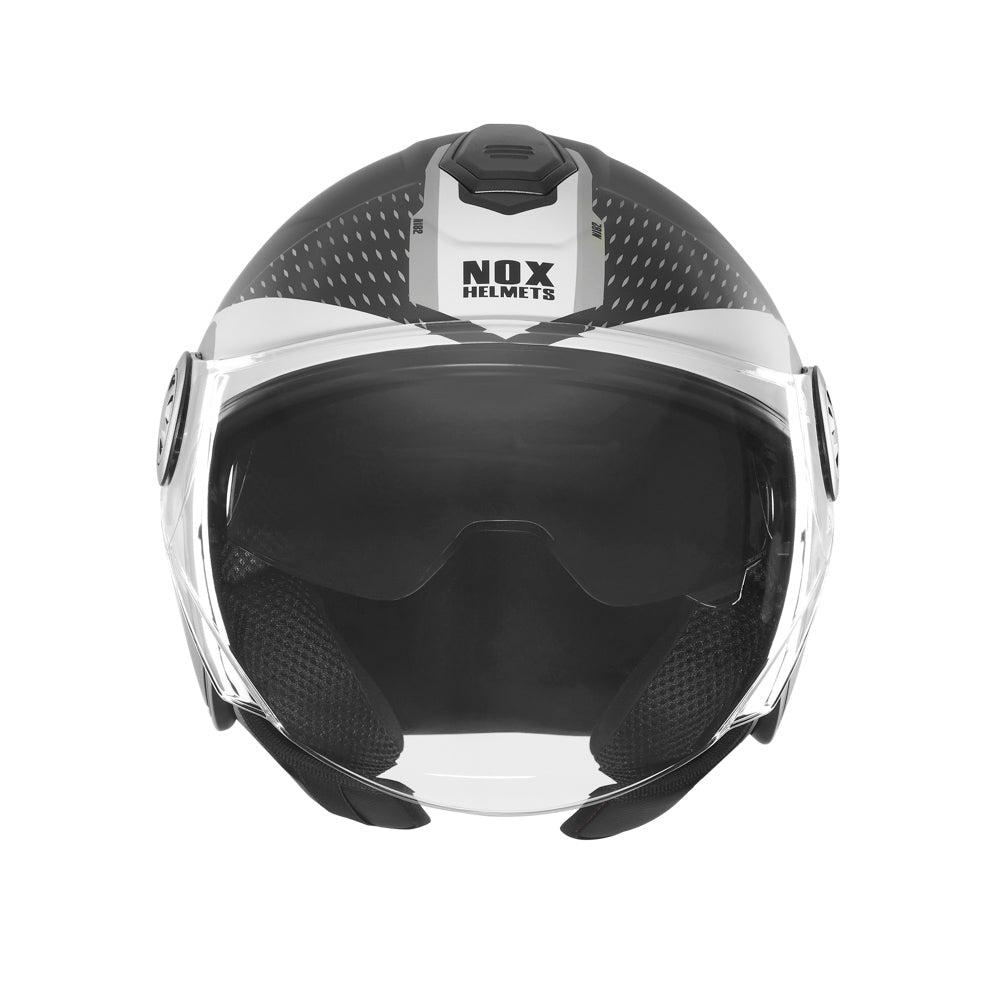 NOX WYPRZEDAŻ KASK OTWARTY JET Z BLENDĄ N182 ROUND KOLOR CZARNY MAT/SREBRNY – zdjęcie 2