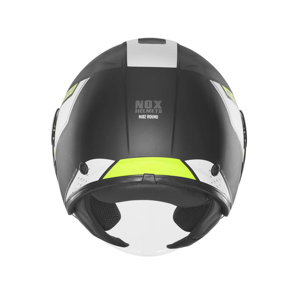 NOX WYPRZEDAŻ KASK OTWARTY JET Z BLENDĄ N182 ROUND KOLOR CZARNY MAT/ŻÓŁTY FLUO – zdjęcie 3