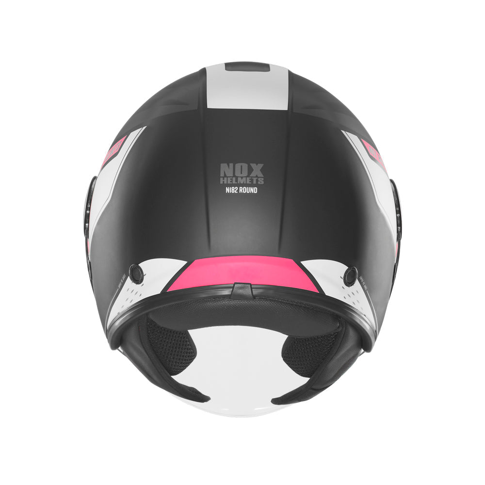 NOX WYPRZEDAŻ KASK OTWARTY JET Z BLENDĄ N182 ROUND KOLOR CZARNY MAT/RÓŻOWY – zdjęcie 3