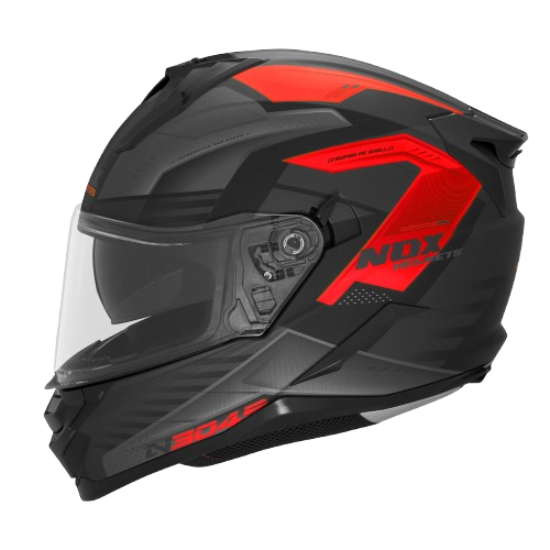 NOX WYPRZEDAŻ KASK INTEGRALNY (FULL FACE) Z BLENDĄ N304S CARVER KOLOR CZARNY/CZERWONY MAT