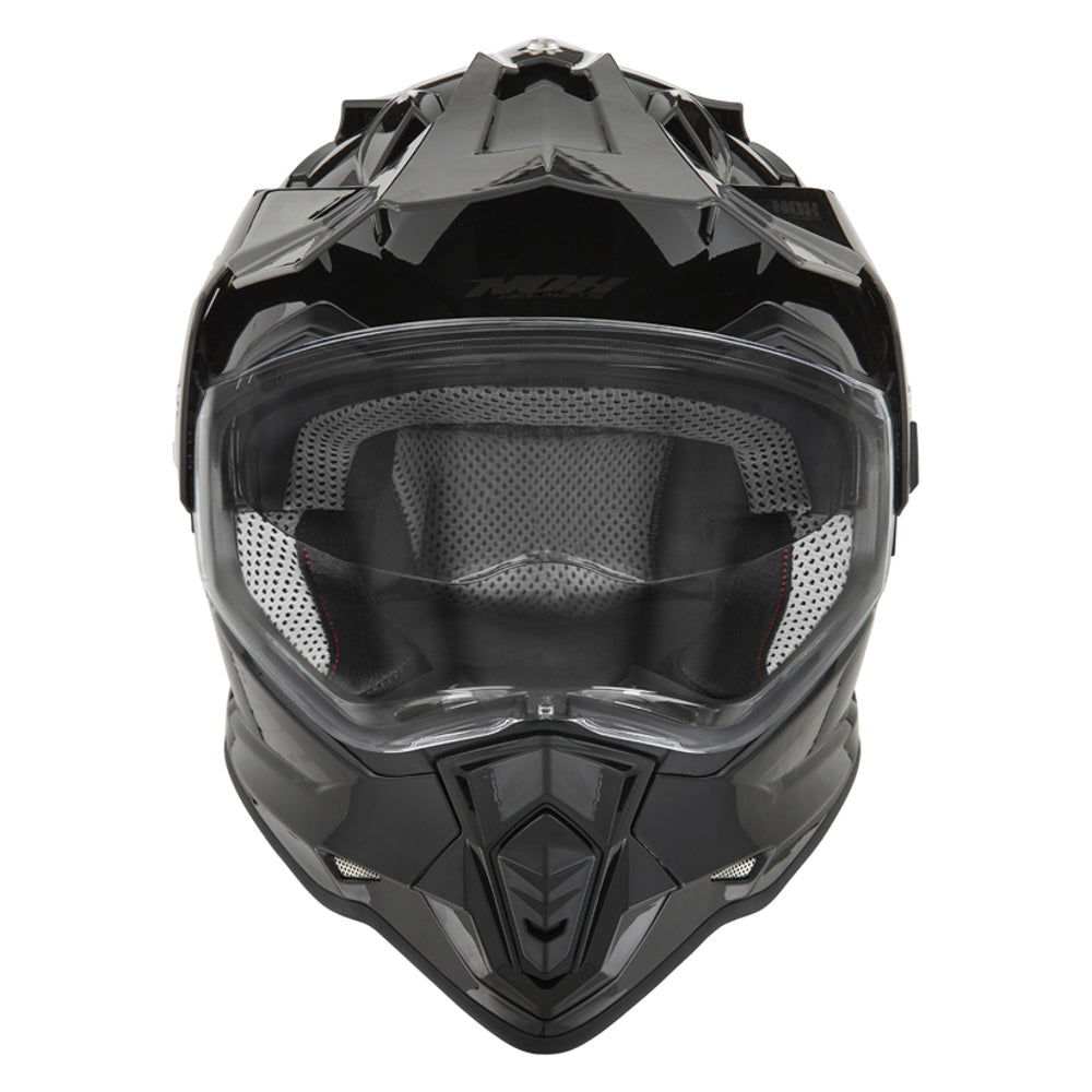NOX KASK OFFROAD / TRAIL DUOSPORT (DUAL) N312 SOLID Z SZYBKĄ I BLENDĄ KOLOR CZARNY POŁYSK – zdjęcie 2