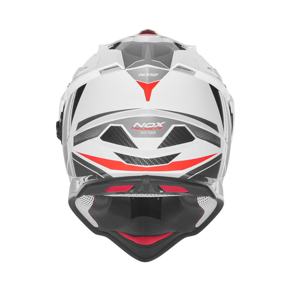 NOX WYPRZEDAŻ KASK OFFROAD / TRAIL DUOSPORT (DUAL) N312 TRACK Z SZYBKĄ I BLENDĄ KOLOR CZERWONY/BIAŁY – zdjęcie 3