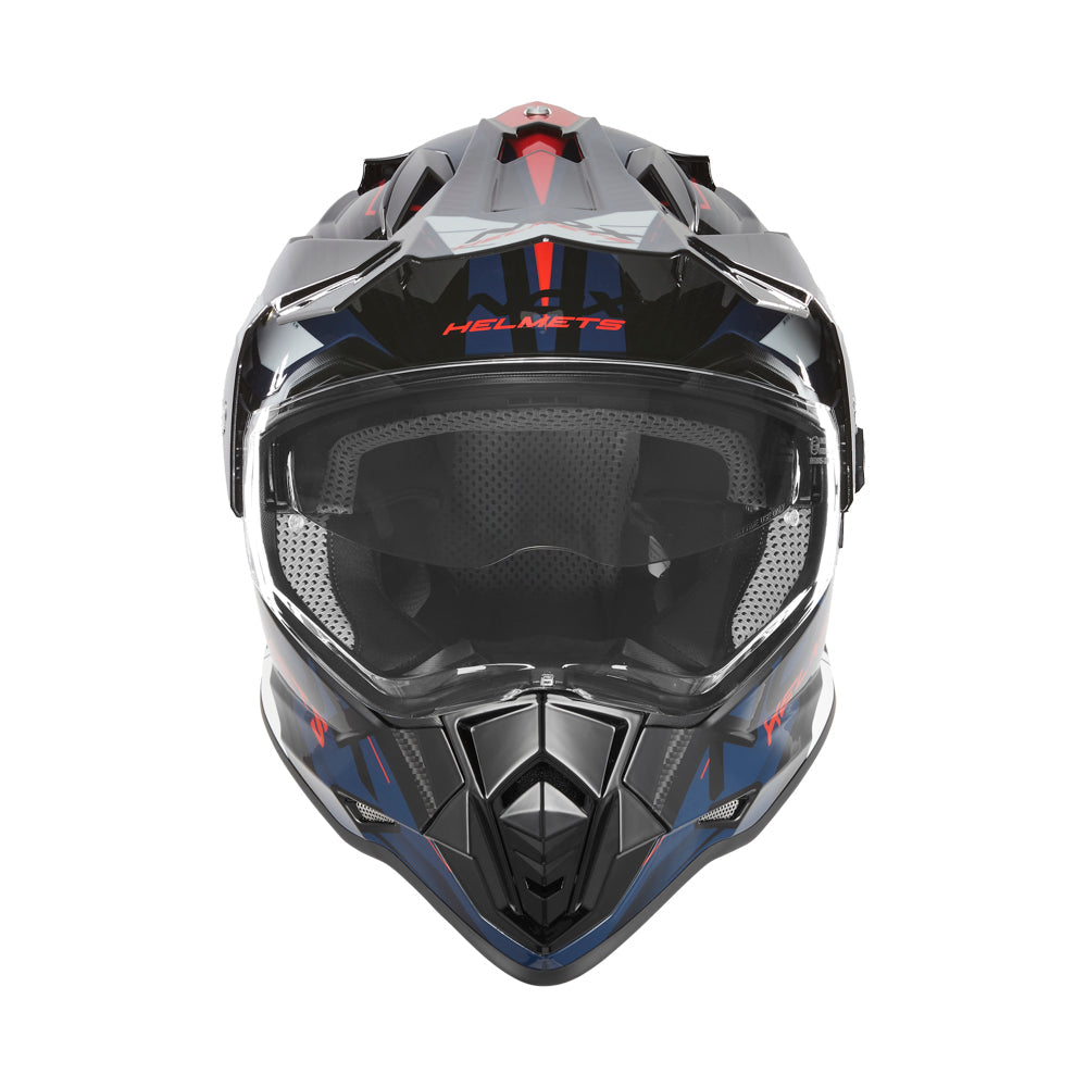 NOX WYPRZEDAŻ KASK OFFROAD / TRAIL DUOSPORT (DUAL) N312 TRACK Z SZYBKĄ I BLENDĄ KOLOR CZARNY/CZERWONY/NIEBIESKI – zdjęcie 2