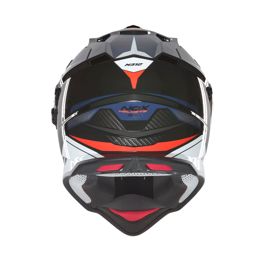 NOX WYPRZEDAŻ KASK OFFROAD / TRAIL DUOSPORT (DUAL) N312 TRACK Z SZYBKĄ I BLENDĄ KOLOR CZARNY/CZERWONY/NIEBIESKI – zdjęcie 3
