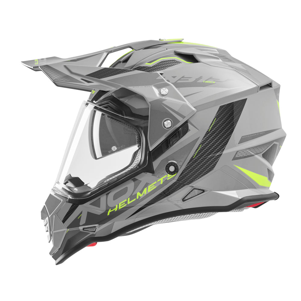 NOX WYPRZEDAŻ KASK OFFROAD / TRAIL DUOSPORT (DUAL) N312 TRACK Z SZYBKĄ I BLENDĄ KOLOR SZARY/ŻÓŁTY FLUO
