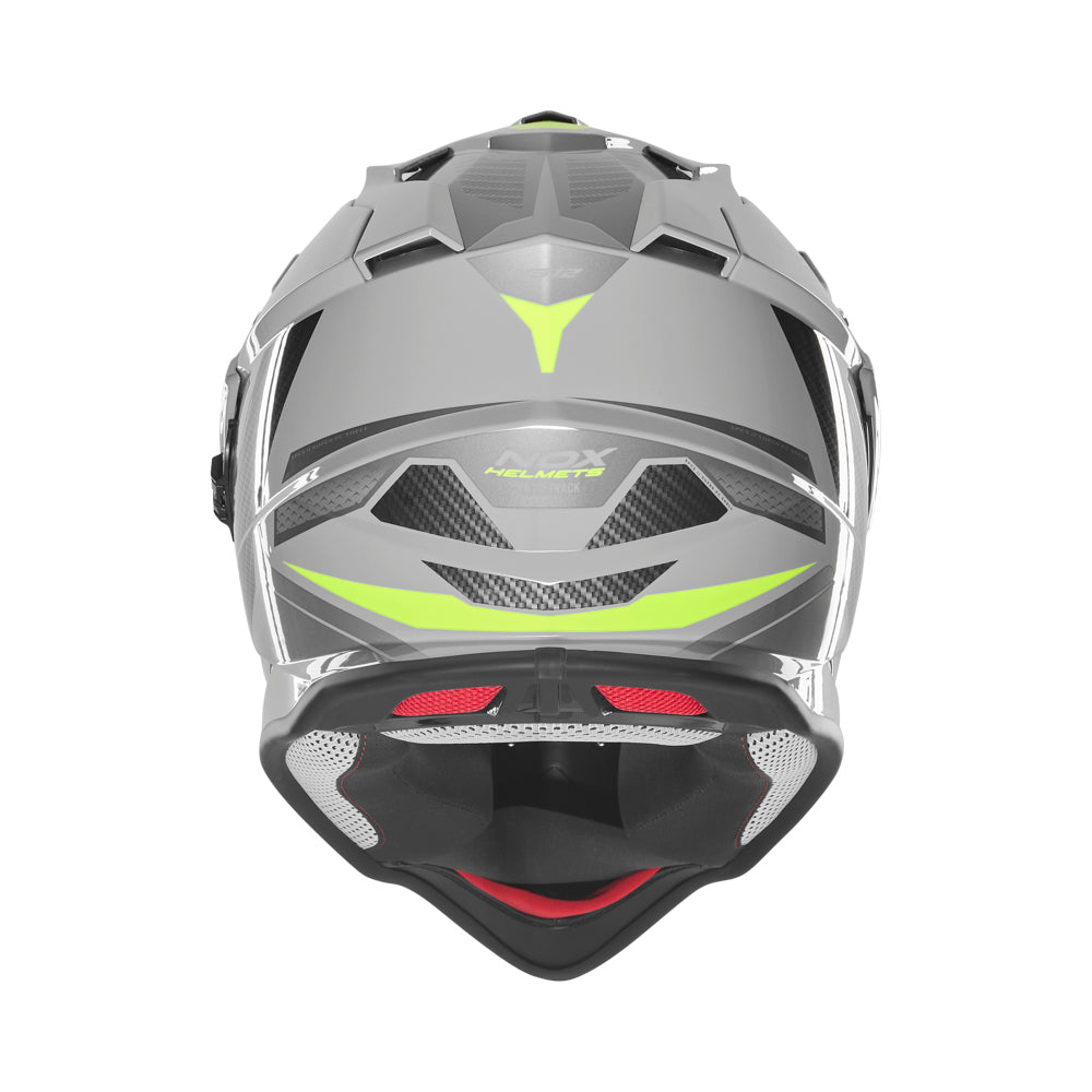 NOX WYPRZEDAŻ KASK OFFROAD / TRAIL DUOSPORT (DUAL) N312 TRACK Z SZYBKĄ I BLENDĄ KOLOR SZARY/ŻÓŁTY FLUO – zdjęcie 3