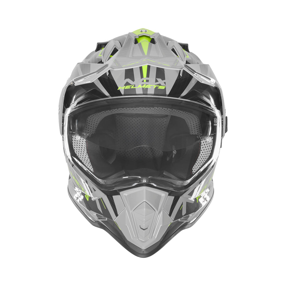 NOX WYPRZEDAŻ KASK OFFROAD / TRAIL DUOSPORT (DUAL) N312 TRACK Z SZYBKĄ I BLENDĄ KOLOR SZARY/ŻÓŁTY FLUO – zdjęcie 2