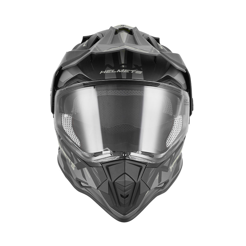 NOX WYPRZEDAŻ KASK OFFROAD / TRAIL DUOSPORT (DUAL) N312 TRACK Z SZYBKĄ I BLENDĄ KOLOR CZARNY MAT/SREBRNY – zdjęcie 2