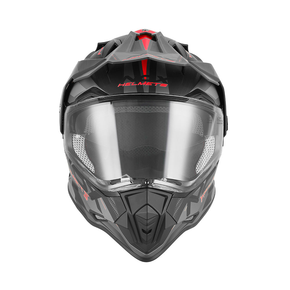 NOX WYPRZEDAŻ KASK OFFROAD / TRAIL DUOSPORT (DUAL) N312 TRACK Z SZYBKĄ I BLENDĄ KOLOR CZARNY MAT/CZERWONY – zdjęcie 2
