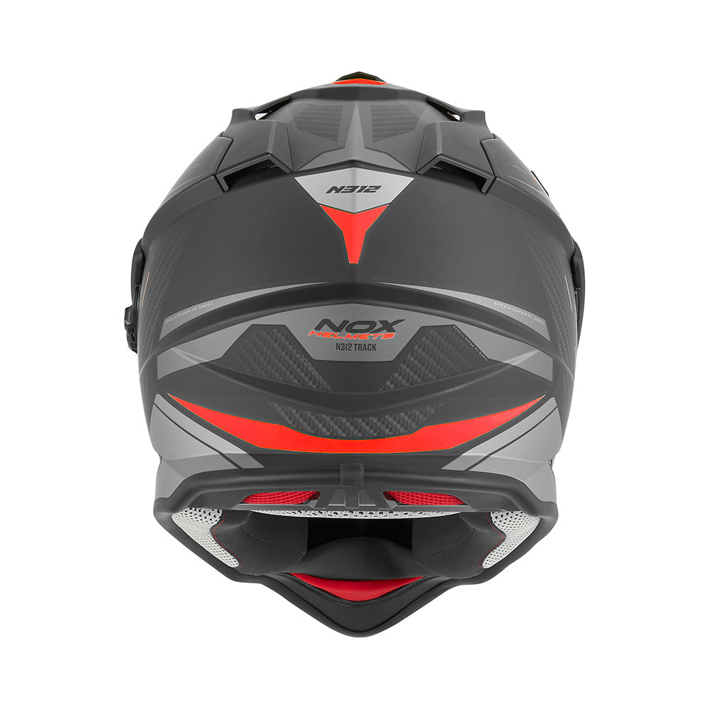 NOX WYPRZEDAŻ KASK OFFROAD / TRAIL DUOSPORT (DUAL) N312 TRACK Z SZYBKĄ I BLENDĄ KOLOR CZARNY MAT/CZERWONY – zdjęcie 3