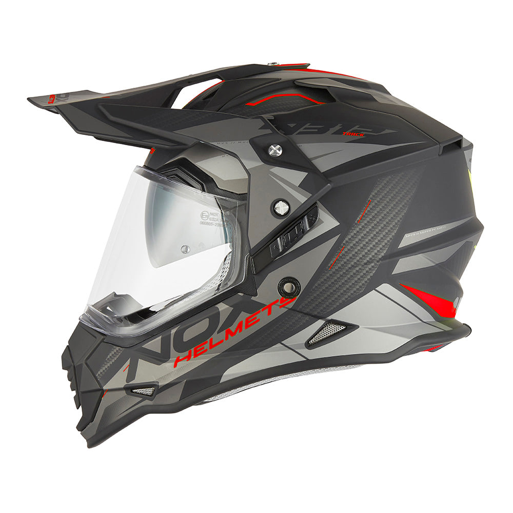 NOX WYPRZEDAŻ KASK OFFROAD / TRAIL DUOSPORT (DUAL) N312 TRACK Z SZYBKĄ I BLENDĄ KOLOR CZARNY MAT/CZERWONY