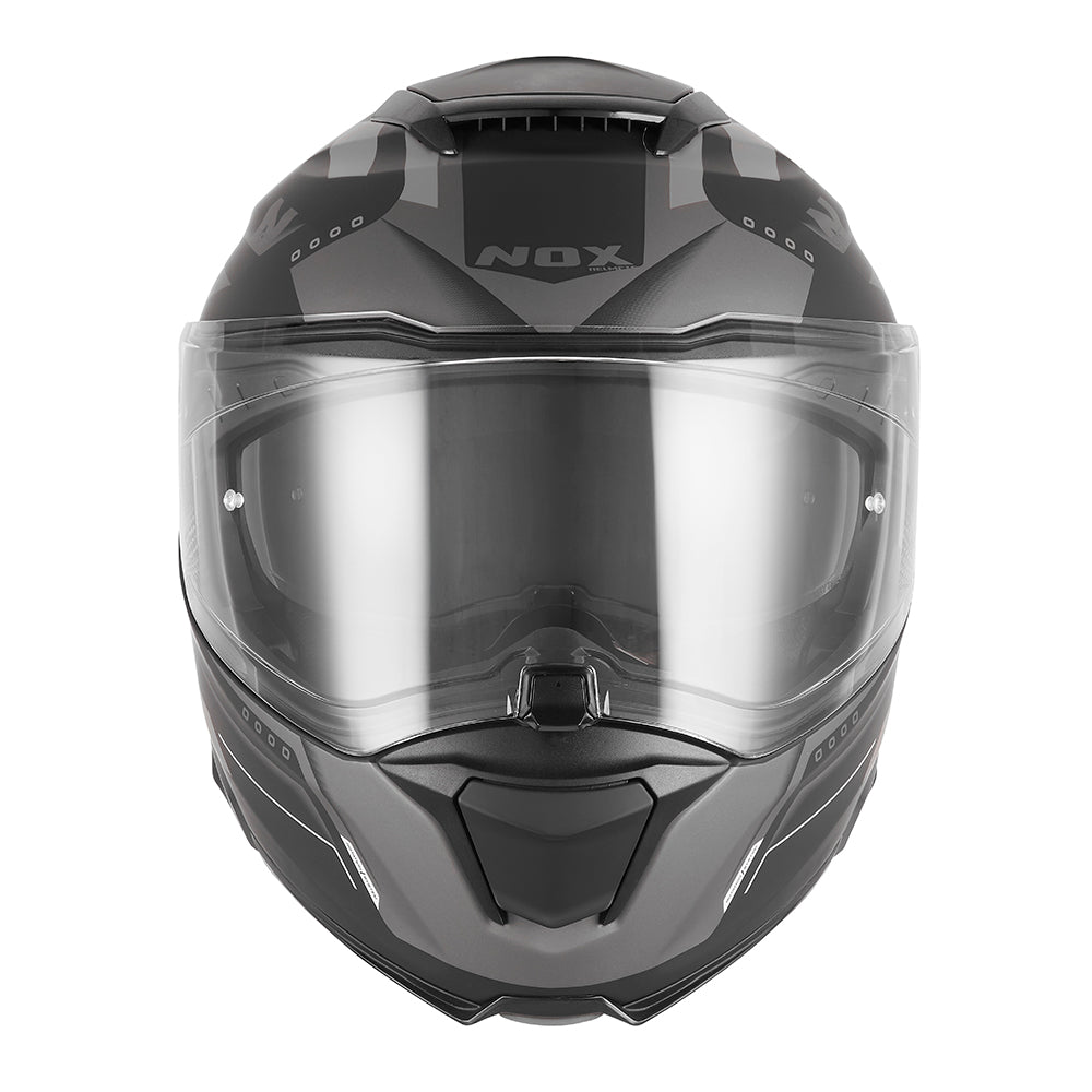 NOX WYPRZEDAŻ KASK SZCZĘKOWY (FLIP-UP) Z BLENDĄ N967 CONQUER KOLOR CZARNY MAT/SREBRNY (PINLOCK DO TEGO MODELU - FILMPINLOCK70DKS589) – zdjęcie 2
