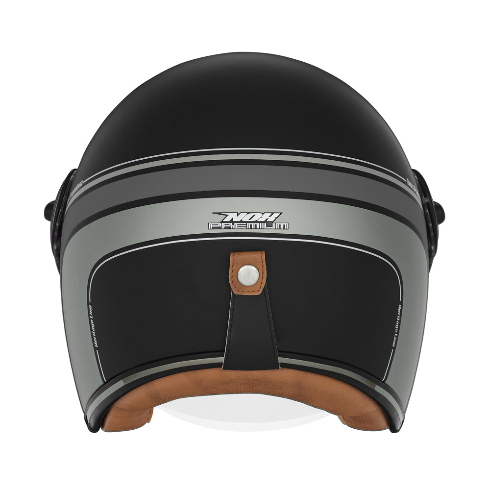 NOX WYPRZEDAŻ PREMIUM KASK OTWARTY JET HERITAGE LINE KOLOR CZARNY/TYTANOWY MAT – zdjęcie 3