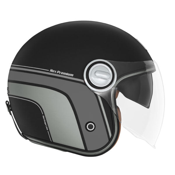 NOX WYPRZEDAŻ PREMIUM KASK OTWARTY JET HERITAGE LINE KOLOR CZARNY/TYTANOWY MAT