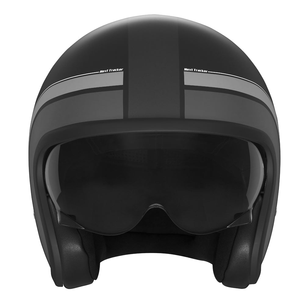 NOX WYPRZEDAŻ PREMIUM KASK OTWARTY JET NEXT TRAKER KOLOR CZARNY/TYTANOWY MAT (CIEMNA BLENDA) – zdjęcie 2