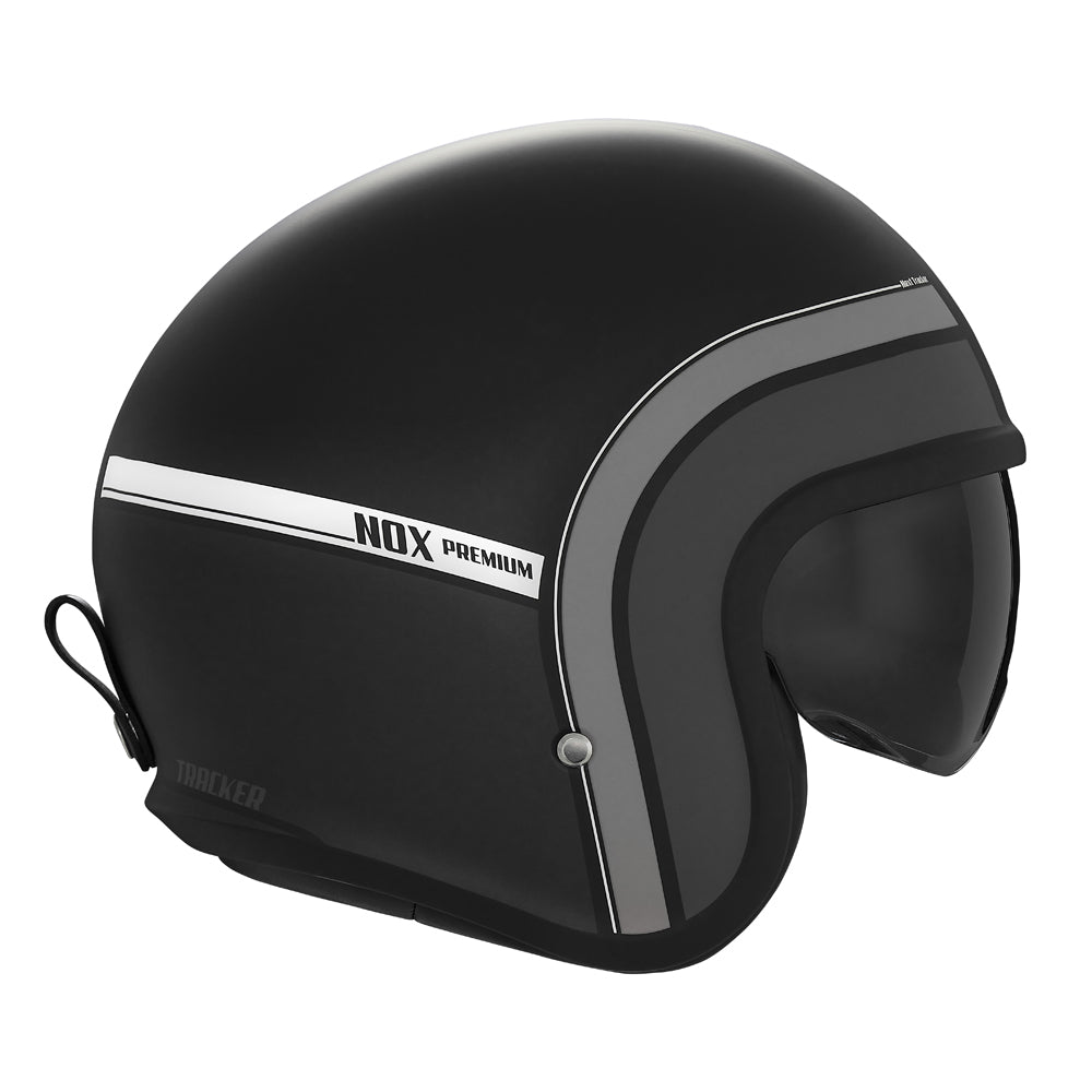 NOX WYPRZEDAŻ PREMIUM KASK OTWARTY JET NEXT TRAKER KOLOR CZARNY/TYTANOWY MAT (CIEMNA BLENDA)