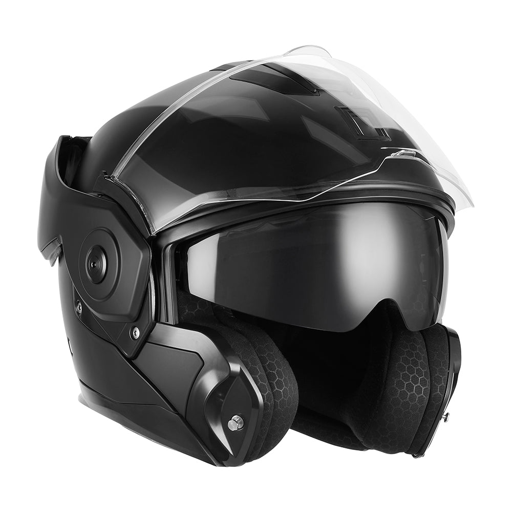 NOX PREMIUM KASK SZCZĘKOWY FLIP-BACK (SZCZĘKA DO TYŁU) Z BLENDĄ SPINNER KOLOR CZARNY MAT
