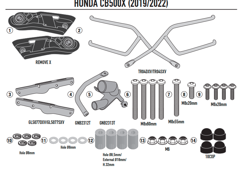 GIVI (WYCOFANY) STELAŻ SAKW BOCZNYCH SERII REMOVE-X - HONDA CB500X (19-22)
