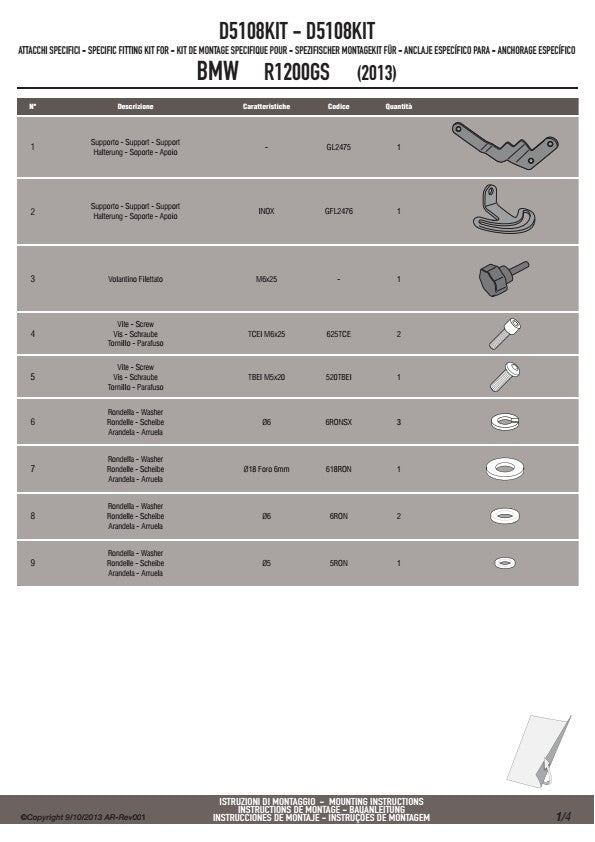 GIVI MOCOWANIE SZYBY 5108DT / 5108D / 5124DT / 5124D