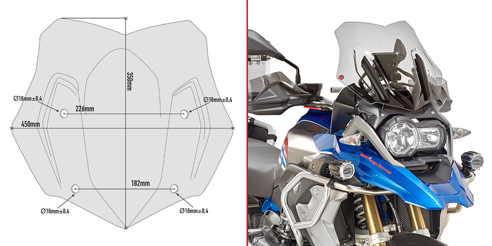 GIVI SZYBA DYMIONA 35 x 45 cm (H x W) - BMW R 1200 / 1250 GS / ADVENTURE