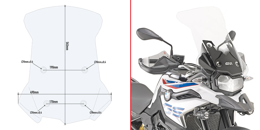 GIVI SZYBA PRZEZROCZYSTA 54,5 x 49 cm (H x W) - BMW F750 GS (18)