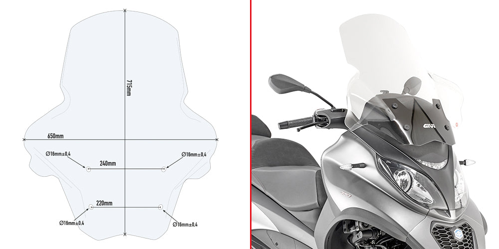 GIVI SZYBA PRZEZROCZYSTA - PIAGGIO MP3 350–500 Sport / Business (18)