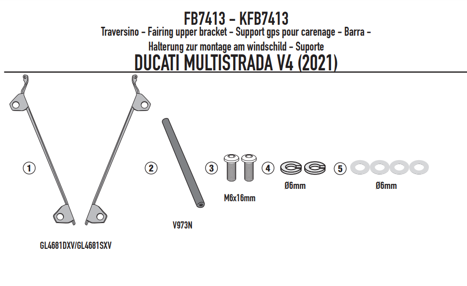 KAPPA POPRZECZKA DO ZAMONTOWANIA TOREB I MOCOWAŃ GPS / SMARTPHONE DUCATI Multistrada V4 (21-25)